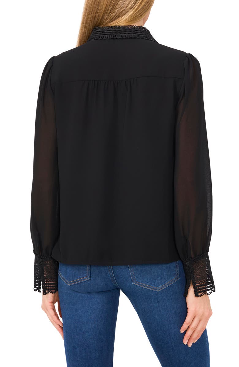 CeCe Pintuck Lace Trim Shirt, Alternate, color, 