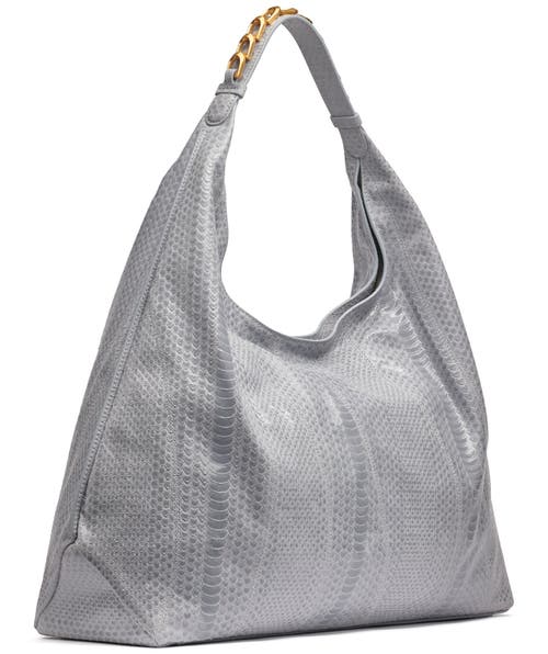 Shop Donna Karan New York Bellmore Large Skipper Snake Hobo Bag In Sky Grey