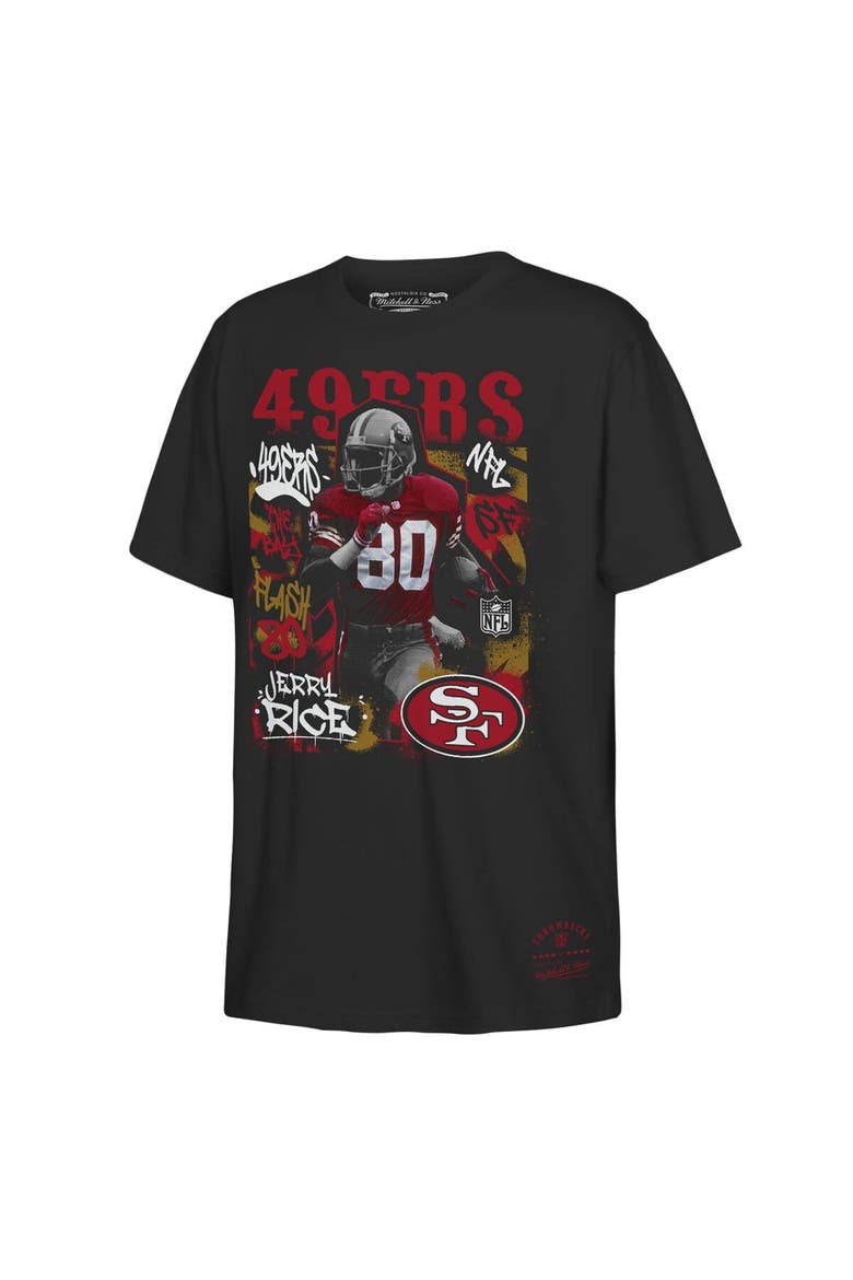 Youth Mitchell & Ness Jerry Rice Black San Francisco 49ers Star Player T-Shirt, Main, color, Black