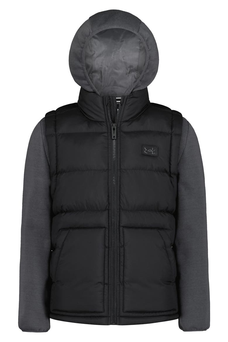 Kids' Water Repellent Mixed Media Jacket, Alternate, color, BLACK