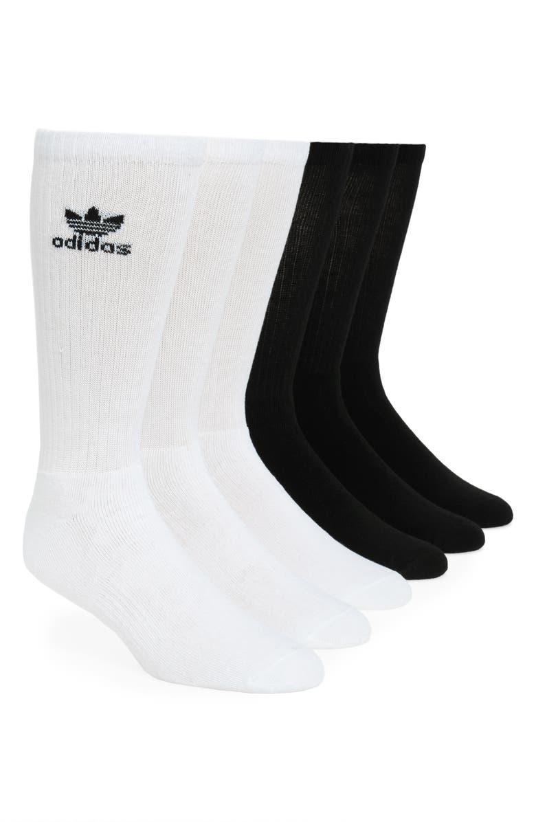 adidas Originals 6-Pack Original Trefoil Crew Socks, Main, color, White