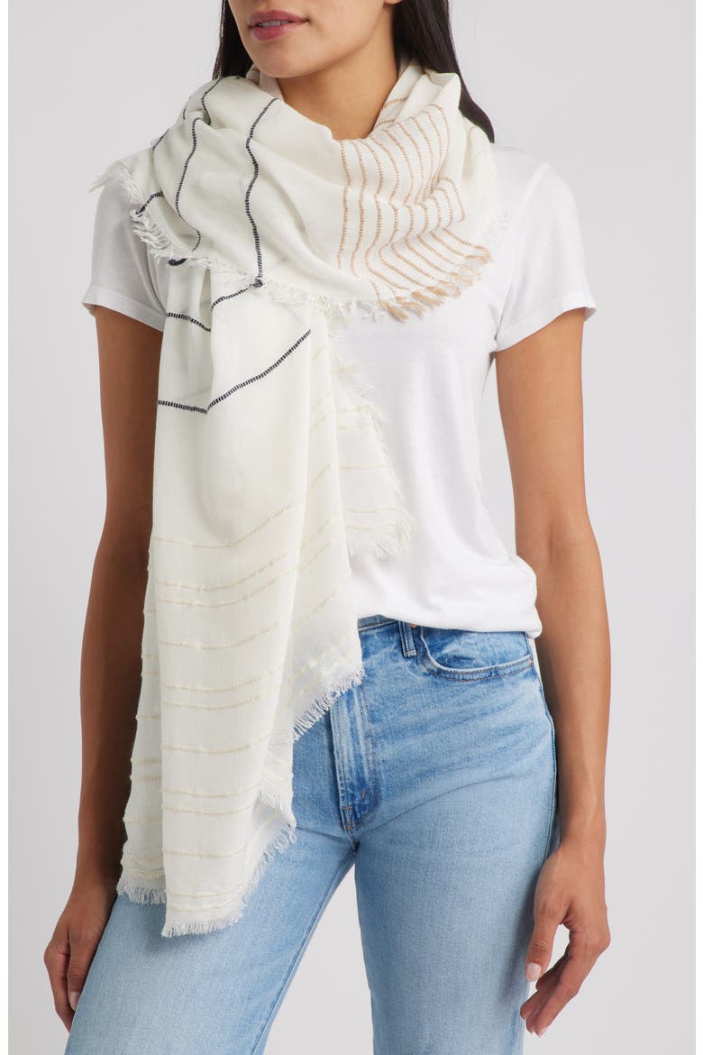 Striped Long Scarf, Main, color, IVORY MULTI