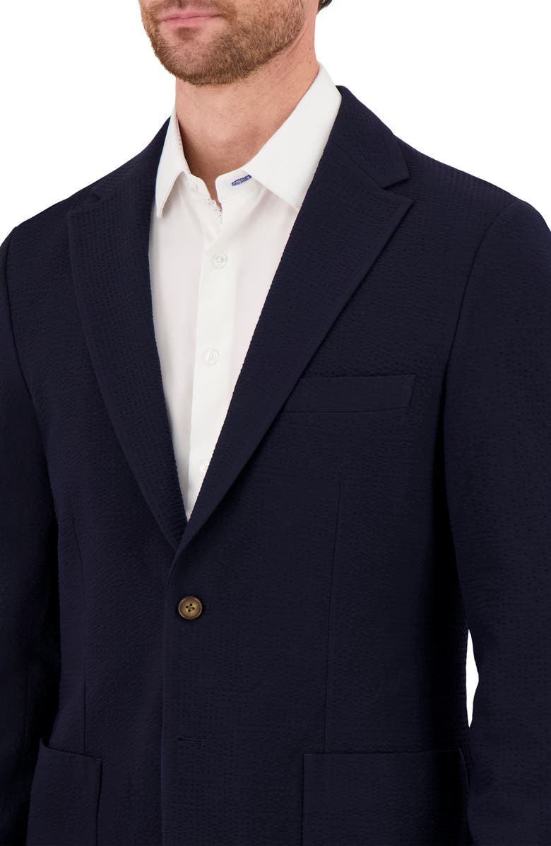 Victor Emmanuel Textured Stretch Seersucker Sport Coat, Alternate, color, Navy