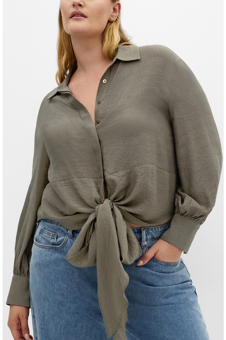 Rosabella Satin Shirt, Main, color, DARK SAGE