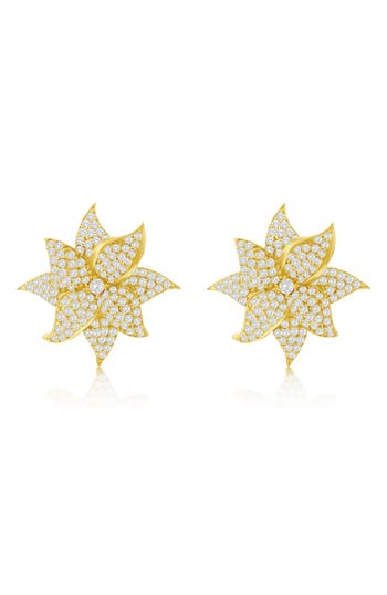 Suzy Levian Cubic Zirconia Flower Stud Earrings