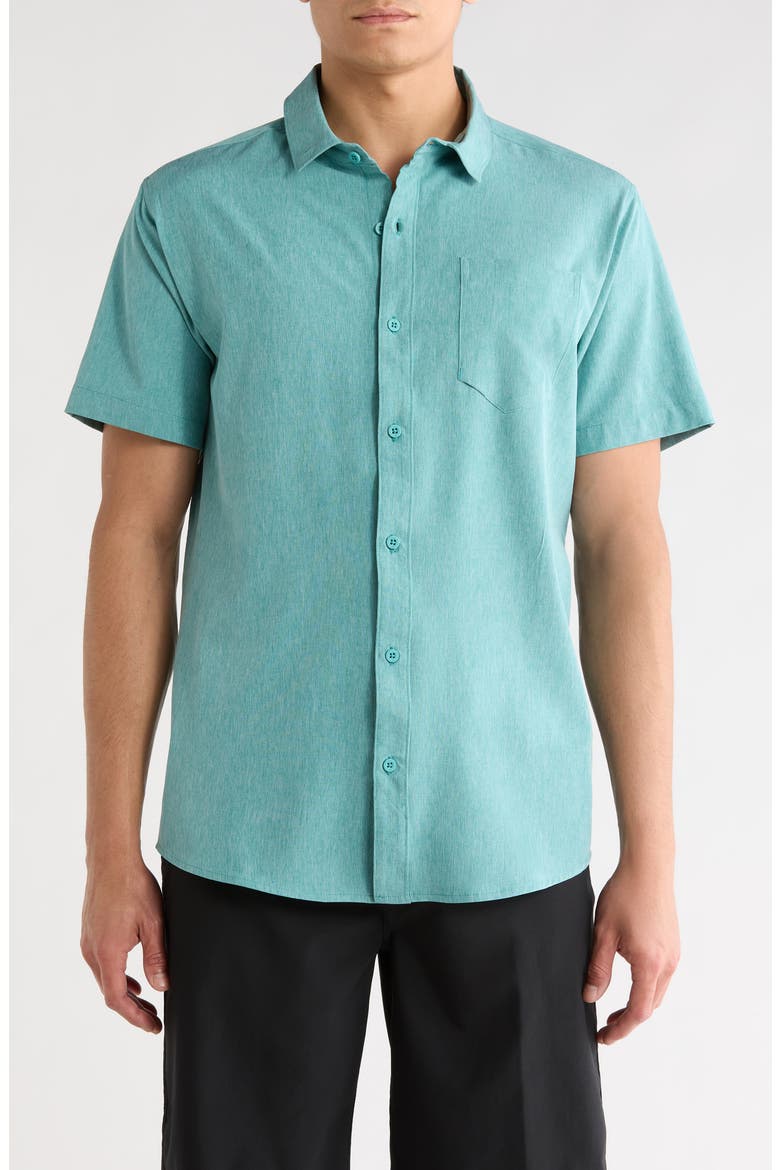 Tech Chambray Woven Shirt, Main, color, BROKEN JADE