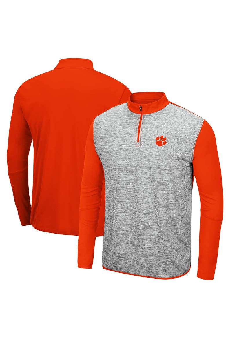 Men's Colosseum Heathered Gray/Orange Clemson Tigers Prospect Quarter-Zip Jacket, Main, color, Heather Gray
