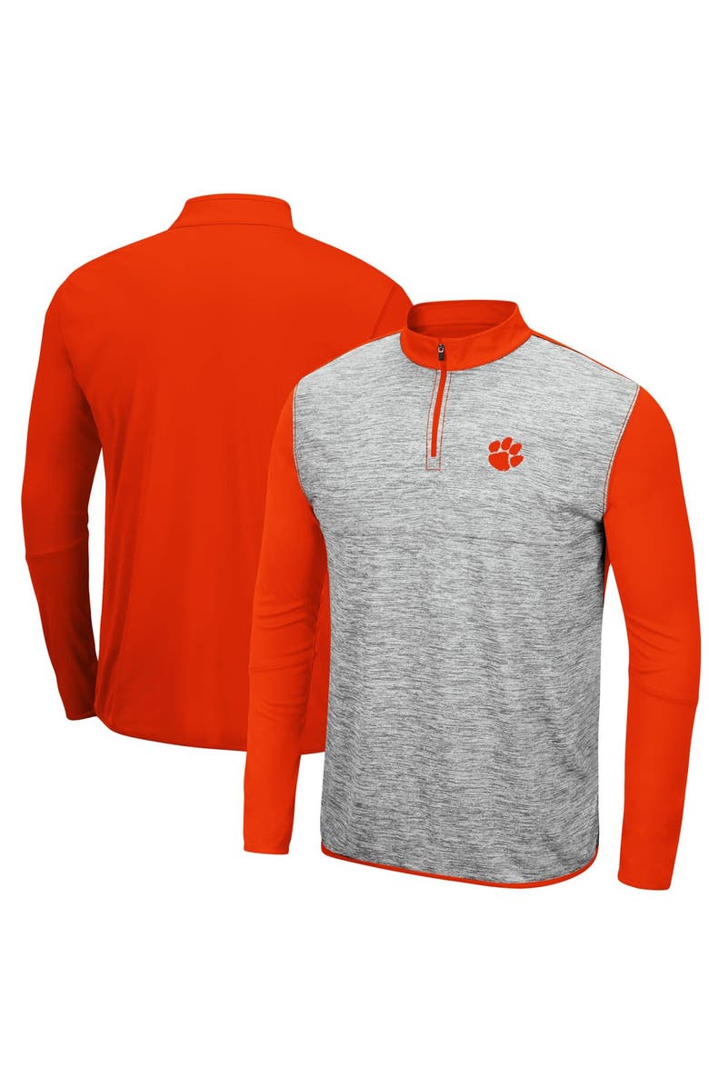 COLOSSEUM Men's Colosseum Heathered Gray/Orange Clemson Tigers Prospect Quarter-Zip Jacket, Main, color, Heather Gray