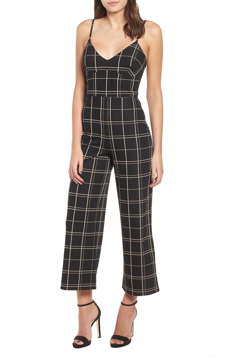 Leith Windowpane Check Jumpsuit, Main, color, 