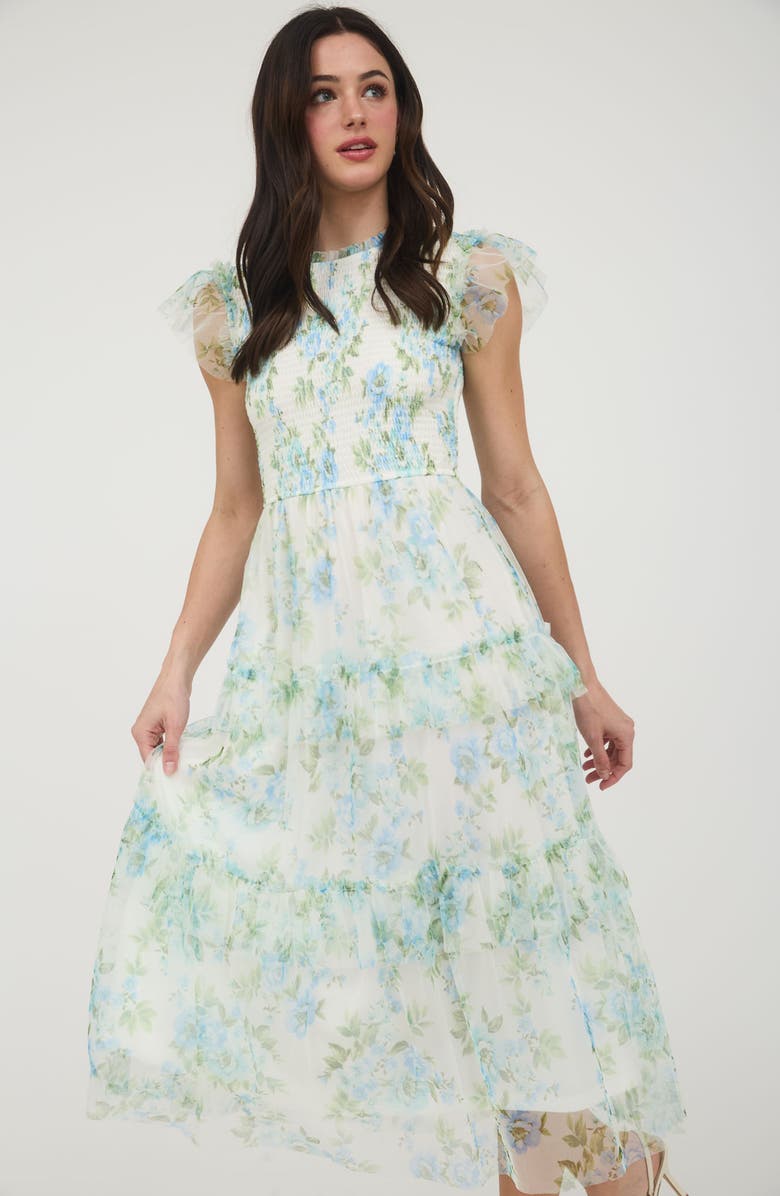 Blu Pepper Floral Smocked Maxi Dress, Alternate, color,