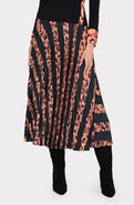 Milly Otha Leopard Print Stripe Pleated Skirt