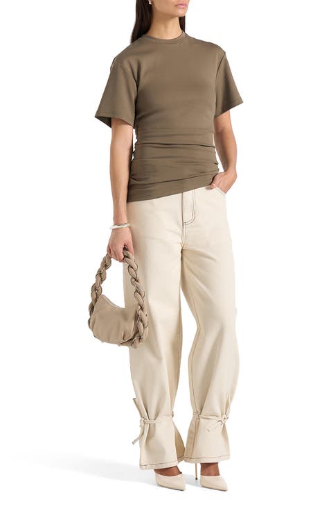 Pauline Ruched Asymmetric Cotton T-Shirt