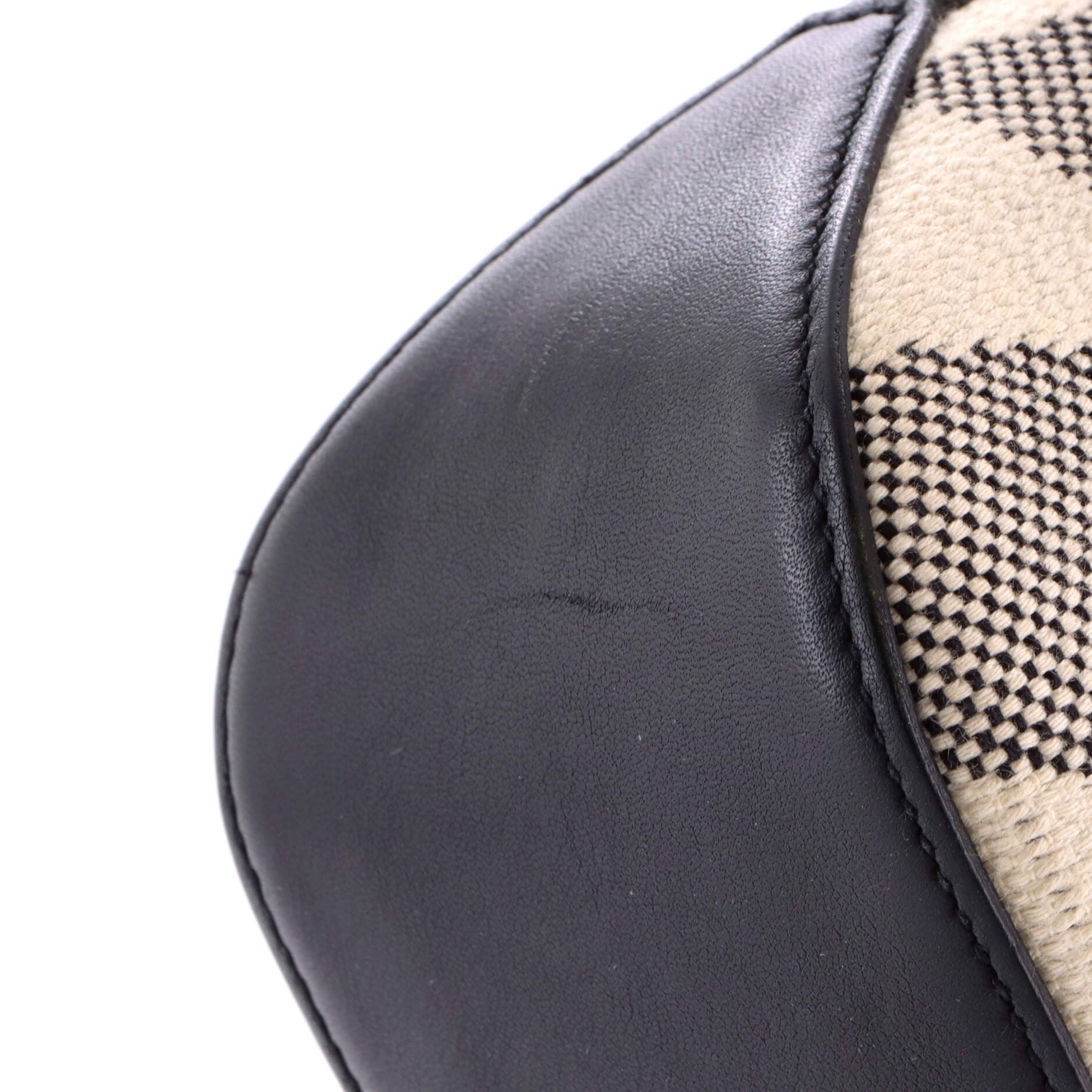 Cabas H en Biais Tote Canvas with Leather 27, Alternate, color, Noir