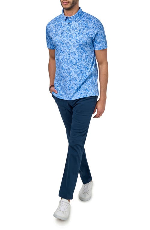 Brooklyn Brigade Abstract Floral Polo In Lt Blue