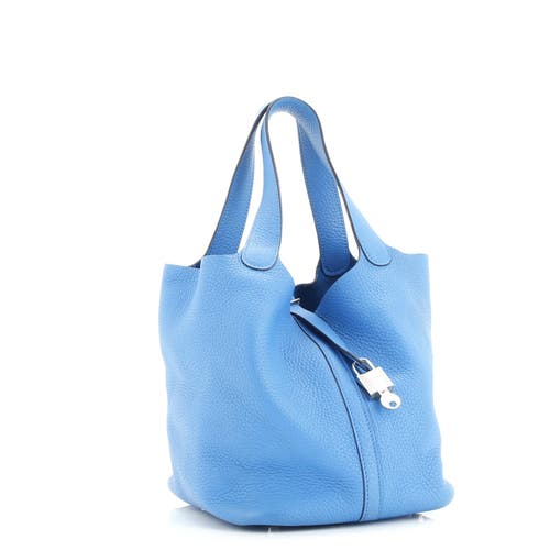 Pre-owned Hermes Hermes Picotin Lock Bag Clemence Mm In Blue
