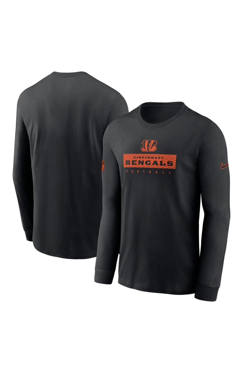 Nike Men's Nike Black Cincinnati Bengals Sideline Performance Long Sleeve T-Shirt, Main, color, Black