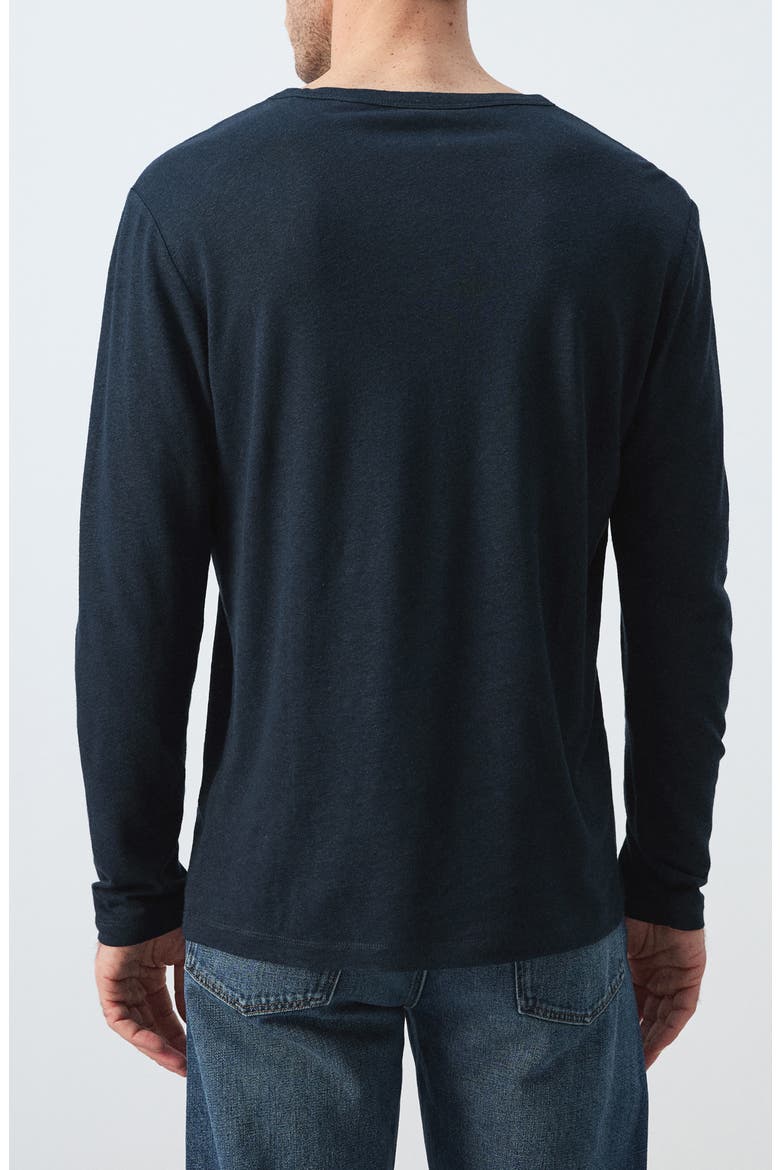 Linen Blend Henley, Alternate, color, NAVY