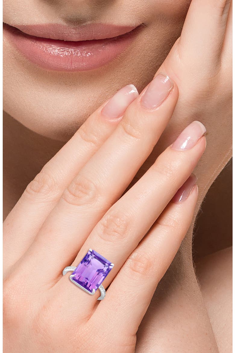Sterling Silver Amethyst & White Topaz Ring, Alternate, color, PURPLE