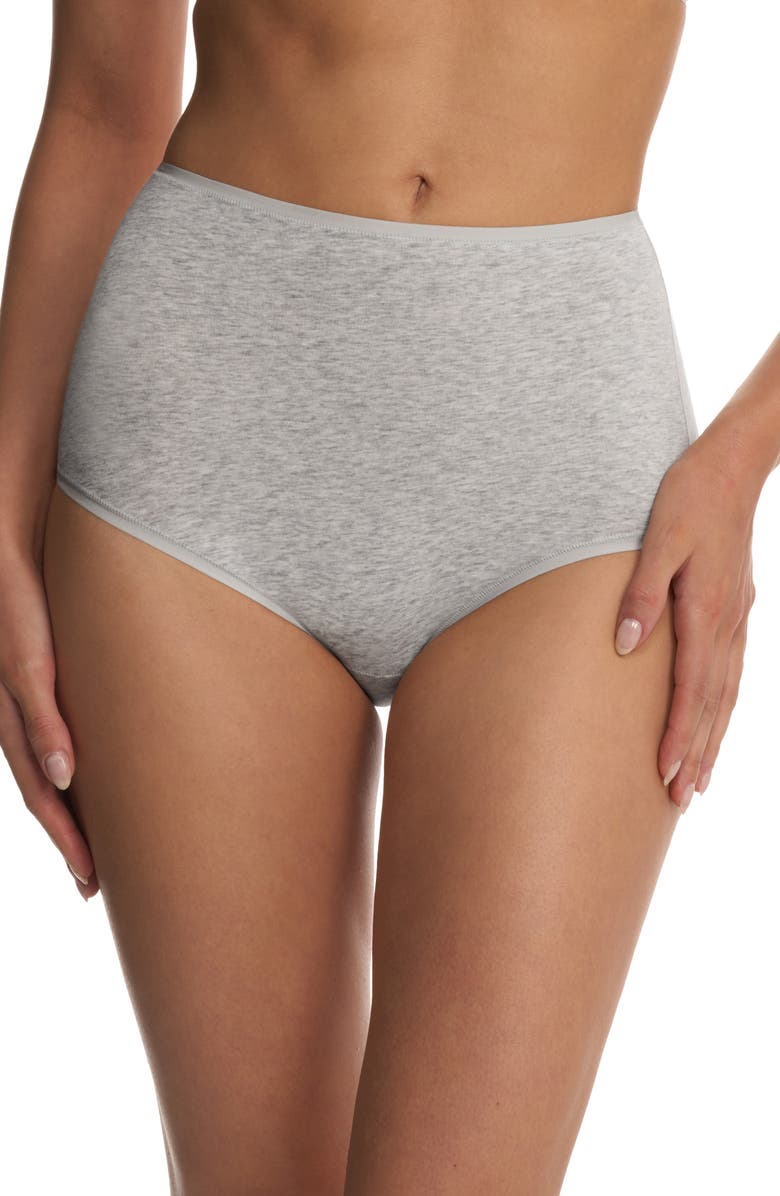 Natori Bliss Bare Cotton High Waist Briefs, Main, color, Light Grey Heather