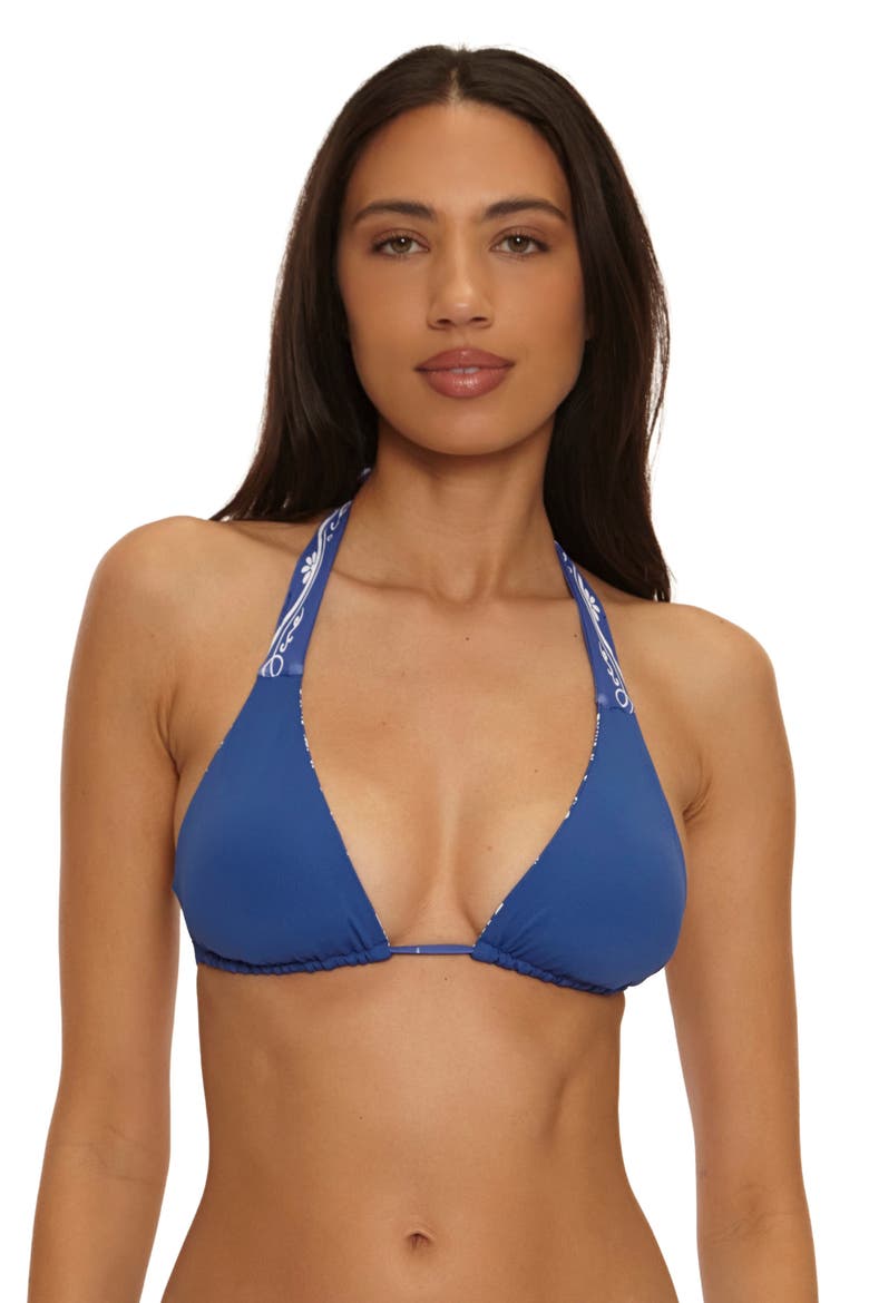 Seaside Triangle Bikini Top, Alternate, color, NAVY