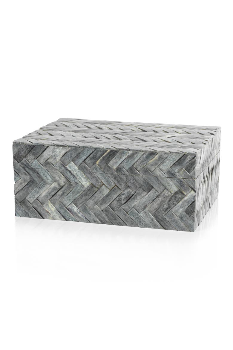 Bengkulu Herringbone Bone Decorative Box, Main, color, GRAY