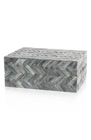 Zodax Bengkulu Herringbone Bone Decorative Box In Gray