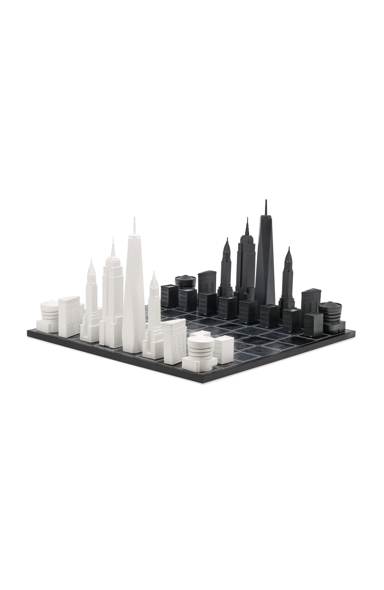 SKYLINE CHESS Chess Set Acrylic New York  Edition with Wood Map Board, Main, color, 