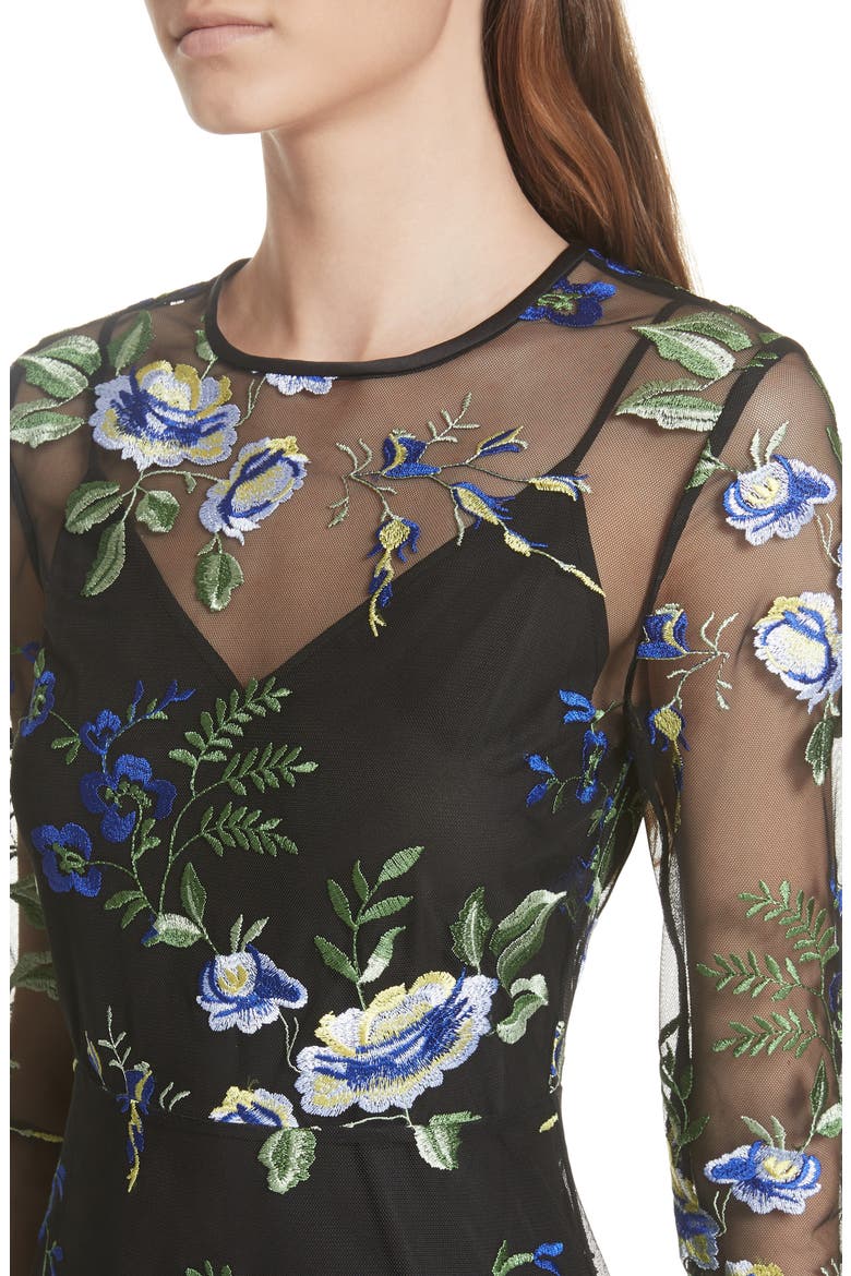 Embroidered Overlay Dress, Alternate, color, BLACK MULTI