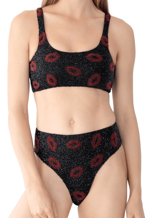 Kiss Hand Beaded Bikini Top