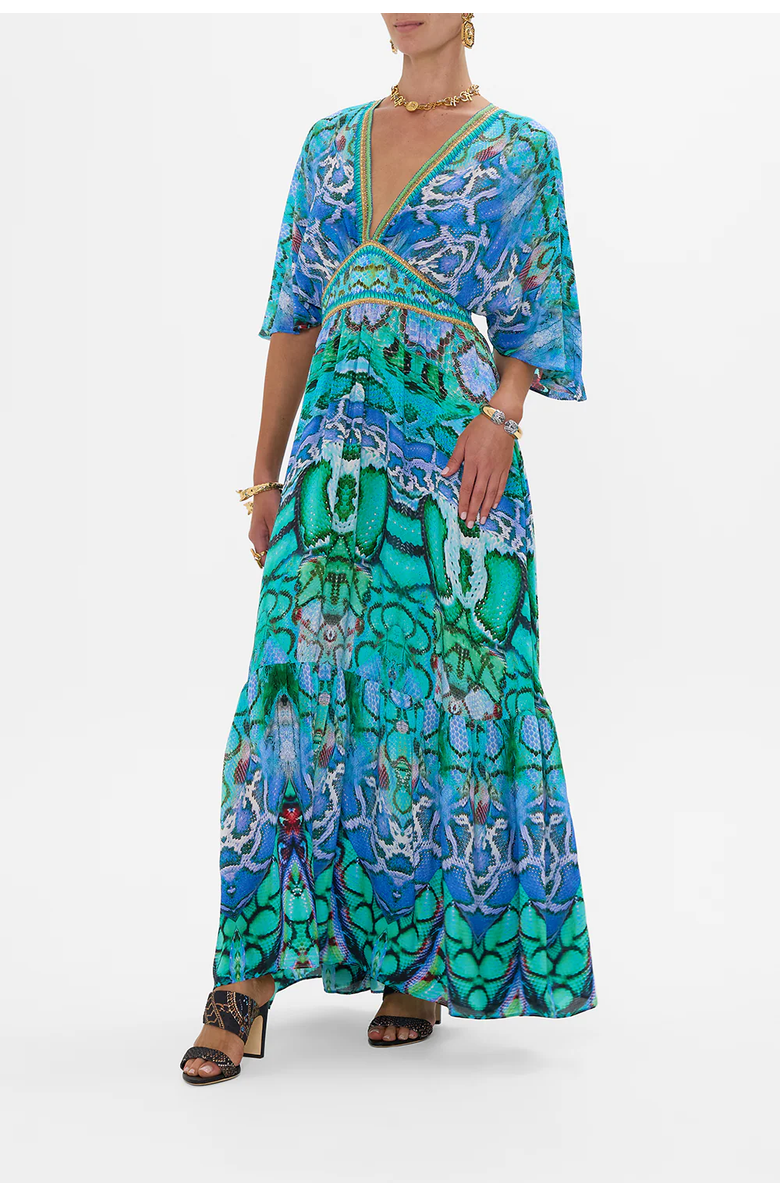 Camilla WAISTED DRESS WITH HEM RUFFLE LAND OF WONDER, Alternate, color, 