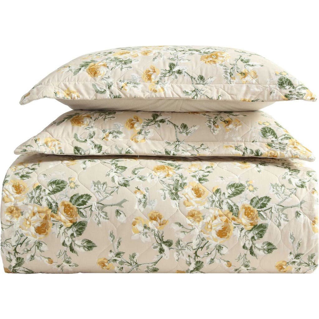 Laura Ashley Roses Quilt & Sham Set In Gold/beige