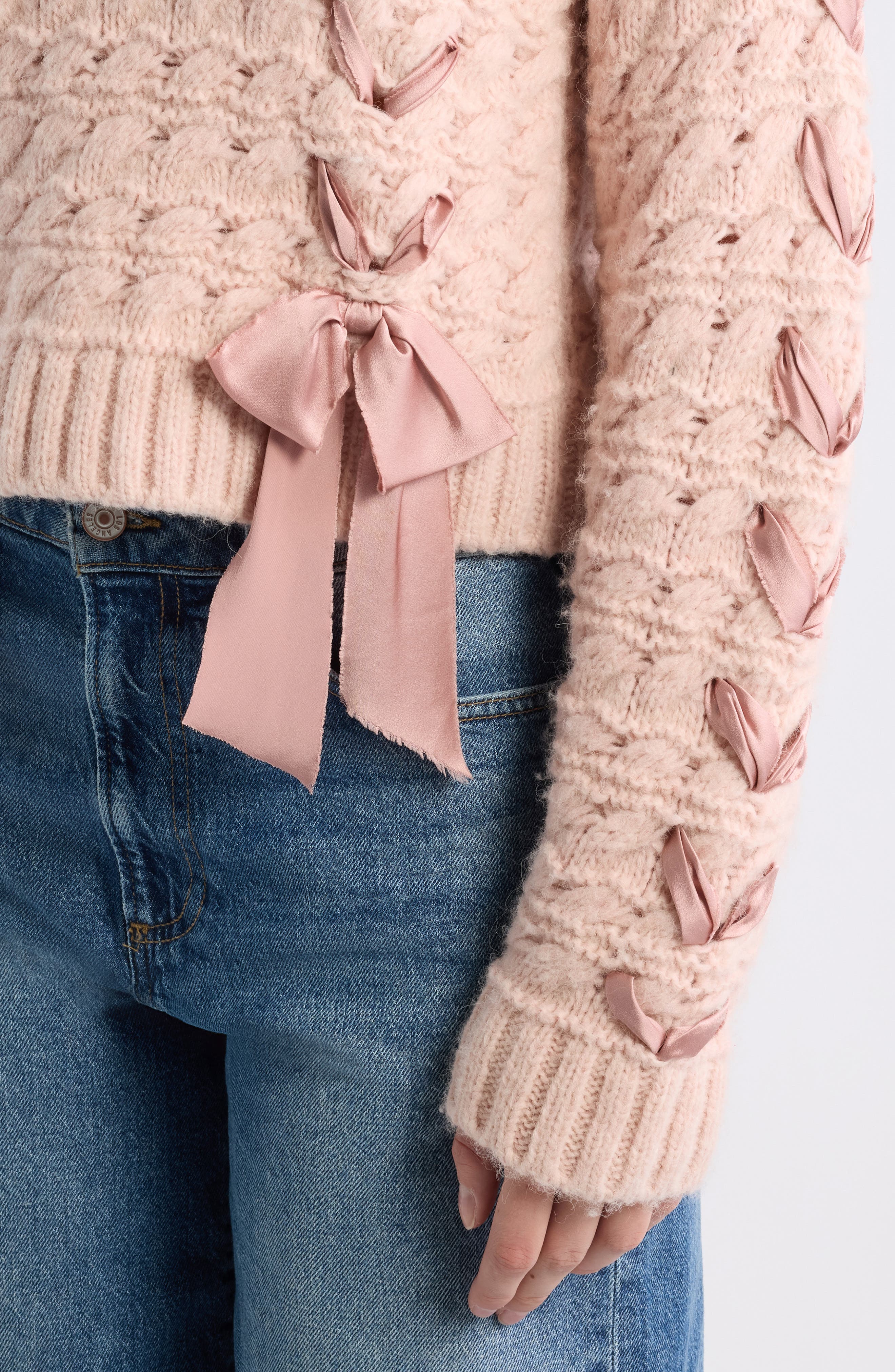 LoveShackFancy Quimby Ribbon Detail Pullover (Women) | Nordstrom