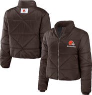 WEAR by Erin Andrews Women's WEAR by Erin Andrews Brown Cleveland Browns Cropped Puffer Full-Zip Jacket