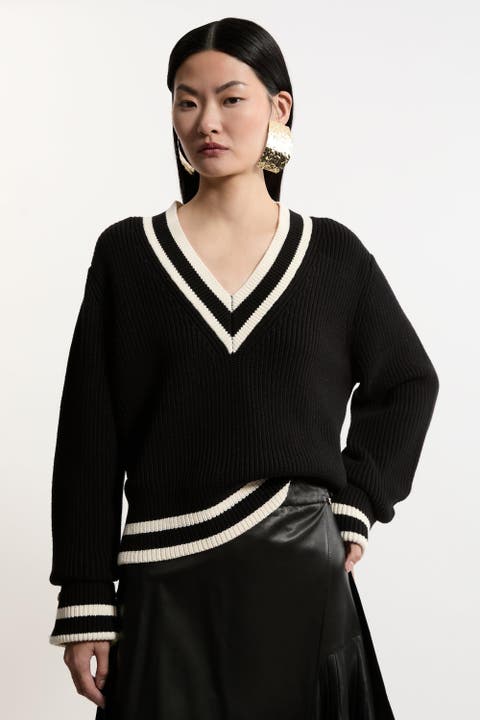 Cotton V-Neck Knit Boxy Jumper