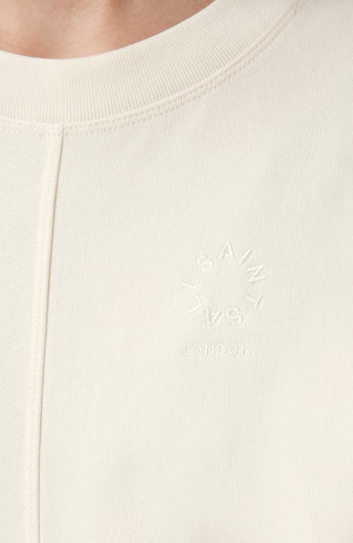 Allsaints Mira Haven Tie Hem Cotton Sweater In Gardenia Cream