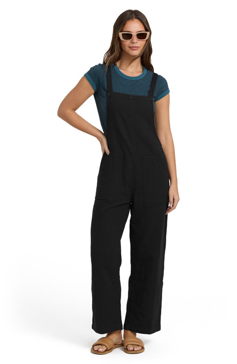 Billabong Pacific Time Cotton Gauze Jumpsuit, Alternate, color, Black Sands