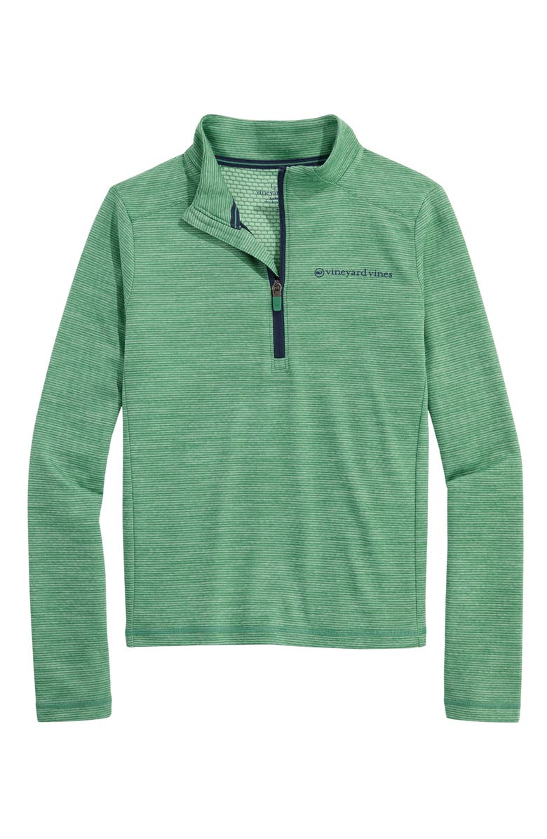 vineyard vines Kids' Sankaty Stripe Performance Quarter Zip Pullover, Main, color,