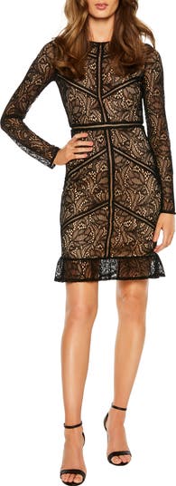 bardot sasha lace dress Bardot plunge neck lace and satin mix maxi dress in black