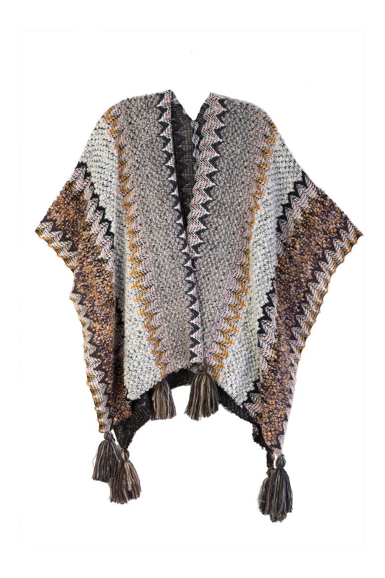 Multi Chevron Knit Fringe Duster, Alternate, color, GREY
