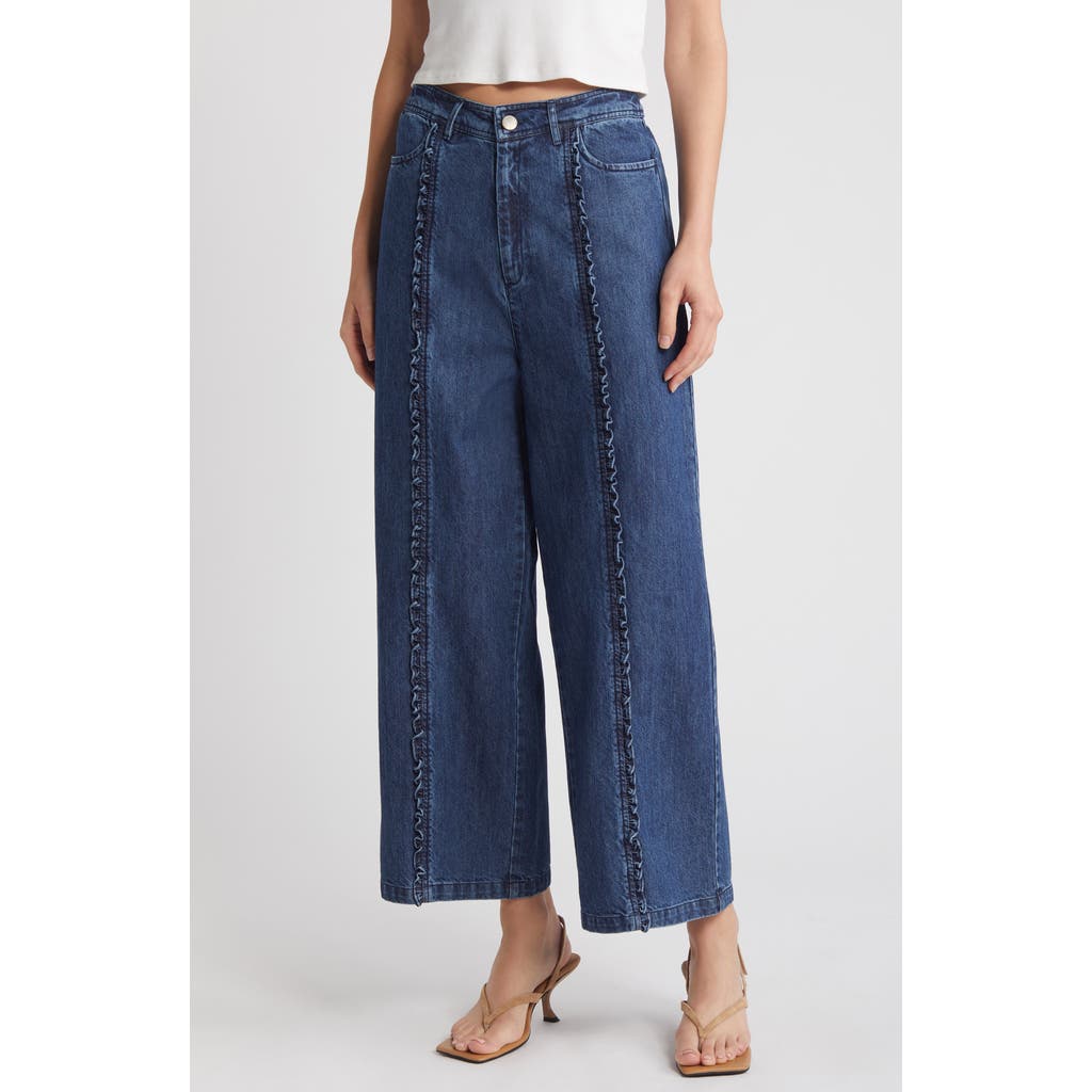Cleobella Nigel Crop Wide Leg Jeans In Medium Denim
