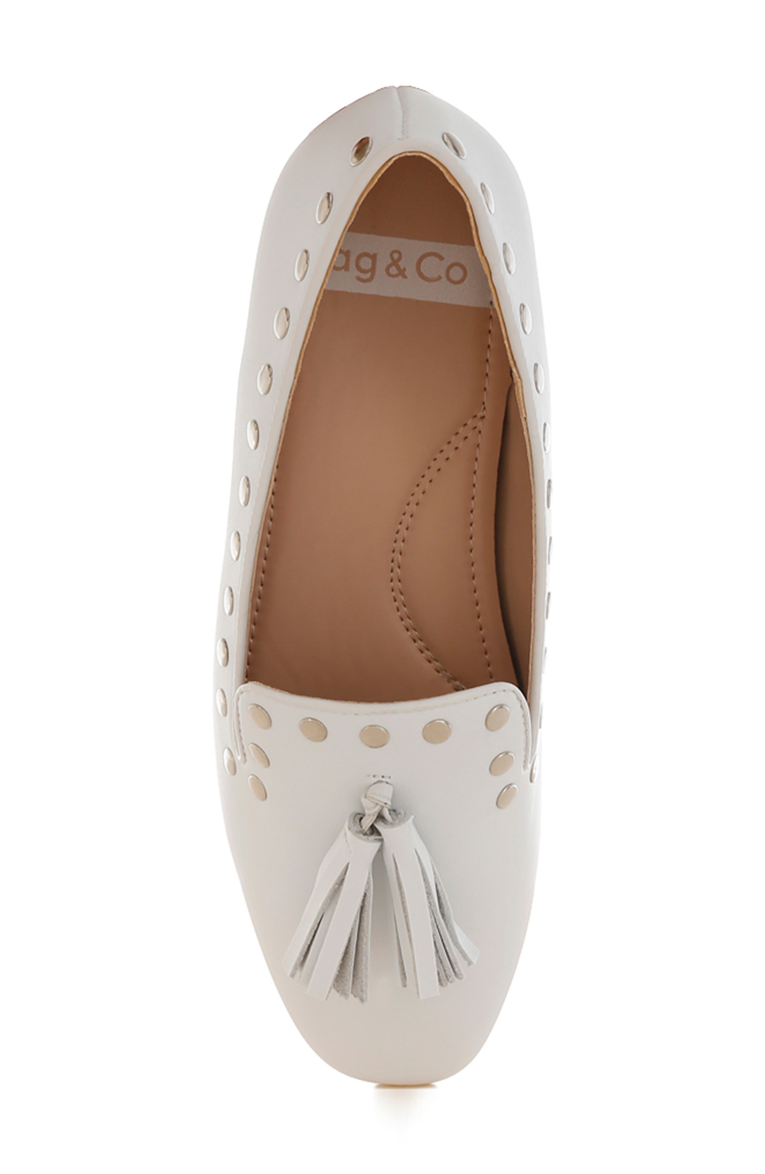 Rag & Co Philoha Studded Tassel Loafer, Alternate, color, White