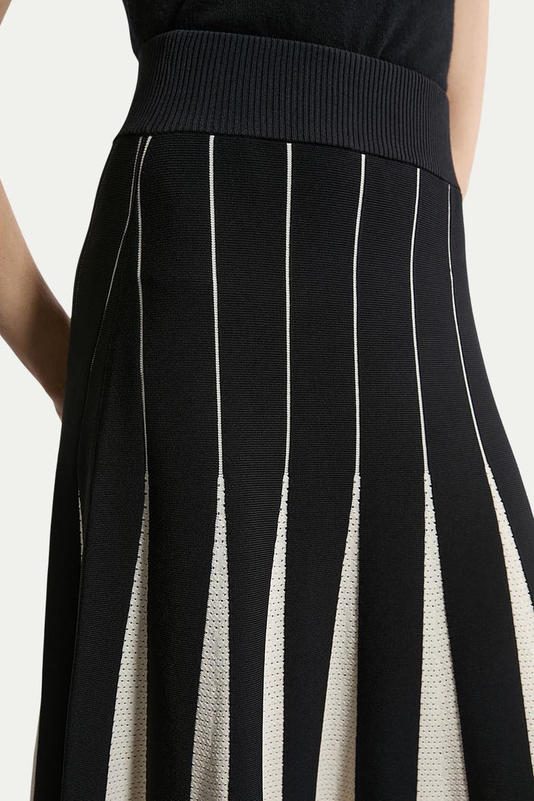 Pointelle Colour Block Pleated Skirt, Alternate, color, Mono