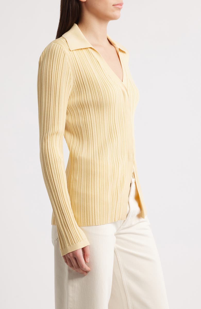 Collared V-Neck Rib Cardigan