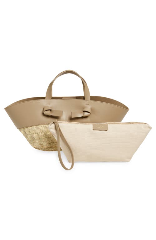 Shop Altuzarra Small Knot Straw & Leather Tote In Mouton