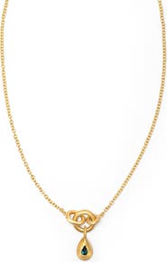 Eloise Jewelry Voyage Necklace Light Chain with Drop Charm Deep Blue Topaz. Handmade in Italy