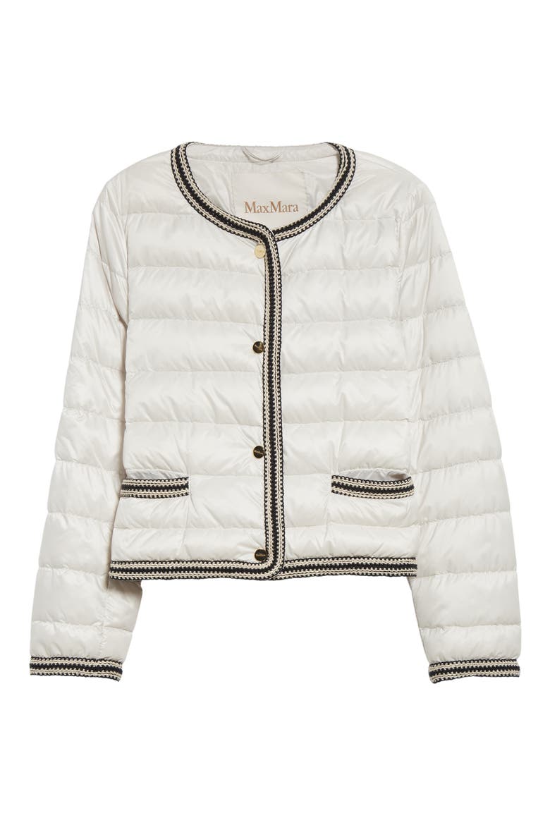 Kate Braided Trim Down Jacket, Alternate, color, PEARL GREY