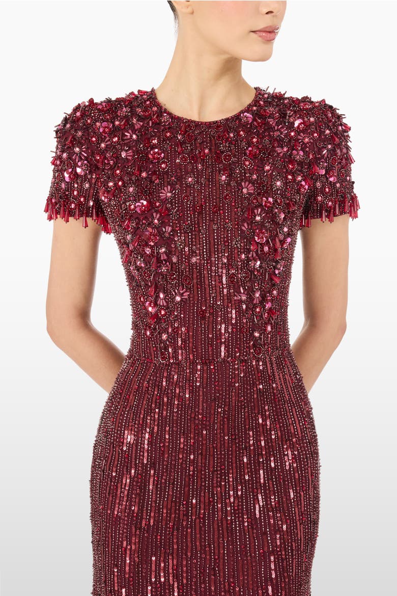 Eliza Beaded Maxi Dress, Alternate, color, Cardinal