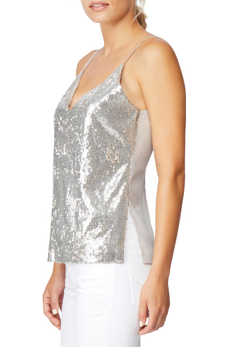 Mixed Media Reversible Sequin Camisole, Alternate, color, SILVER/ GOLD