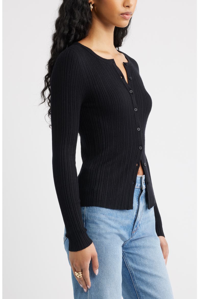 Rib Cardigan, Alternate, color, BLACK