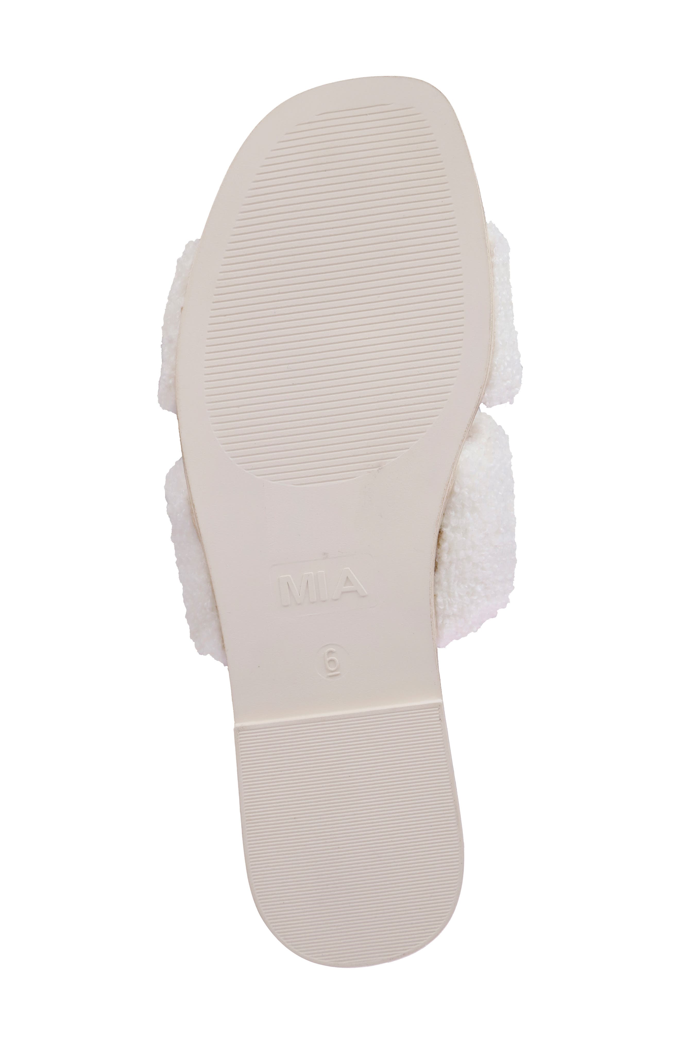 MIA Cosette Faux Shearling Sandal, Alternate, color, White